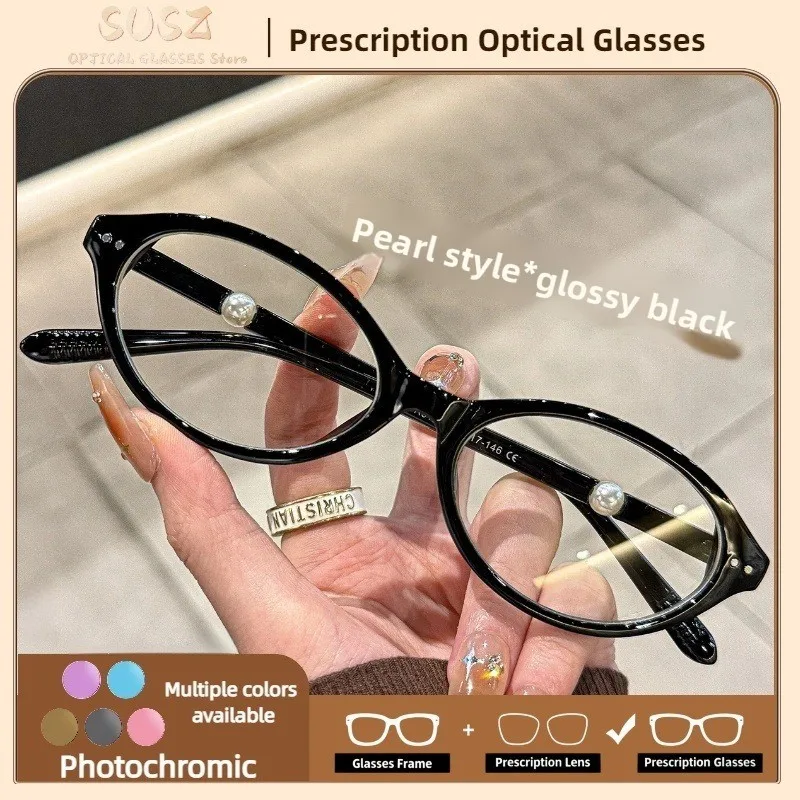 susz-高品質トレンディオーバルパーソナライズメタル近視メガネ女性用反射防止読書処方光学眼鏡