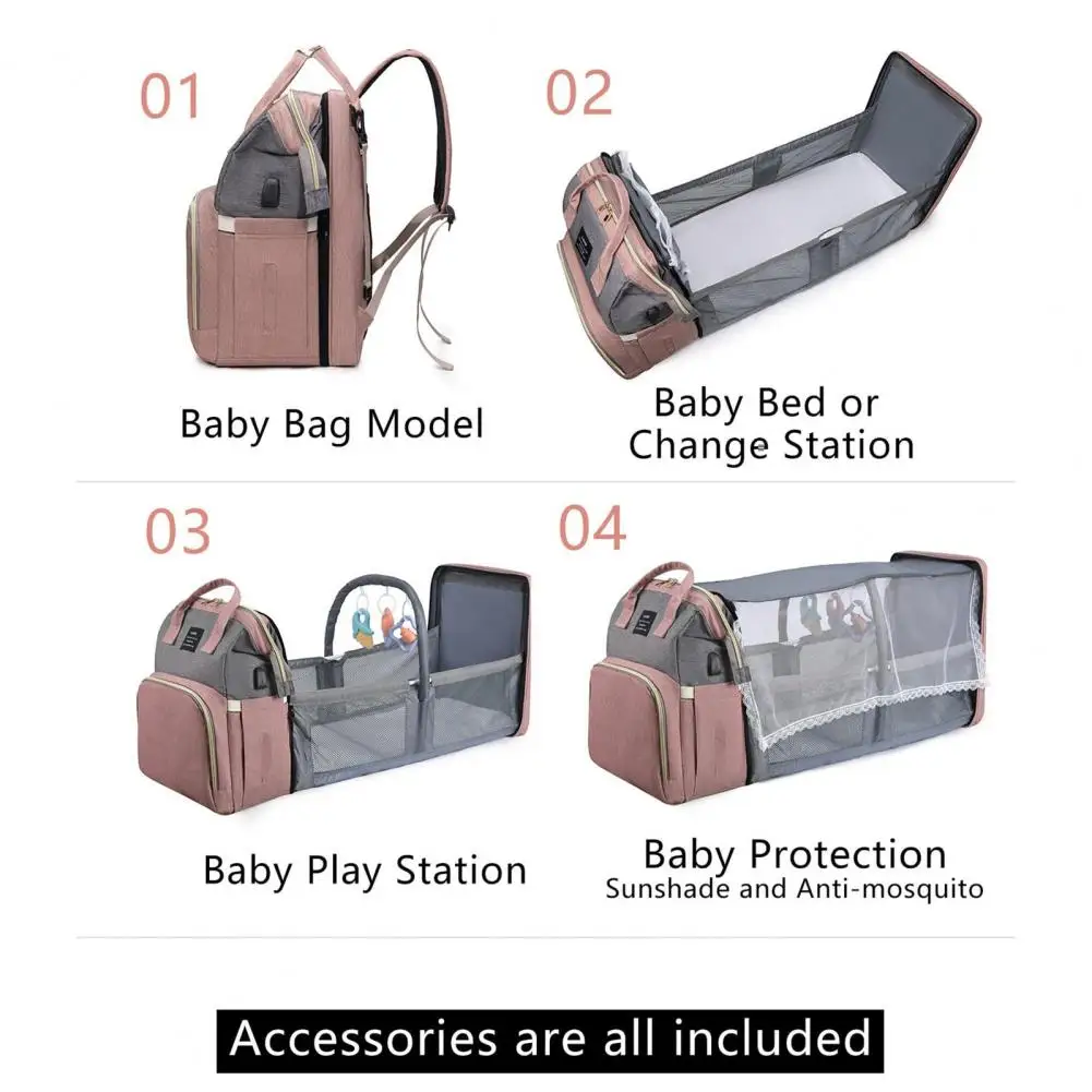 Mamãe e bebê saco com Sunshade Net, Mamãe organizada mochila, Arch capacidade fralda saco para mãe