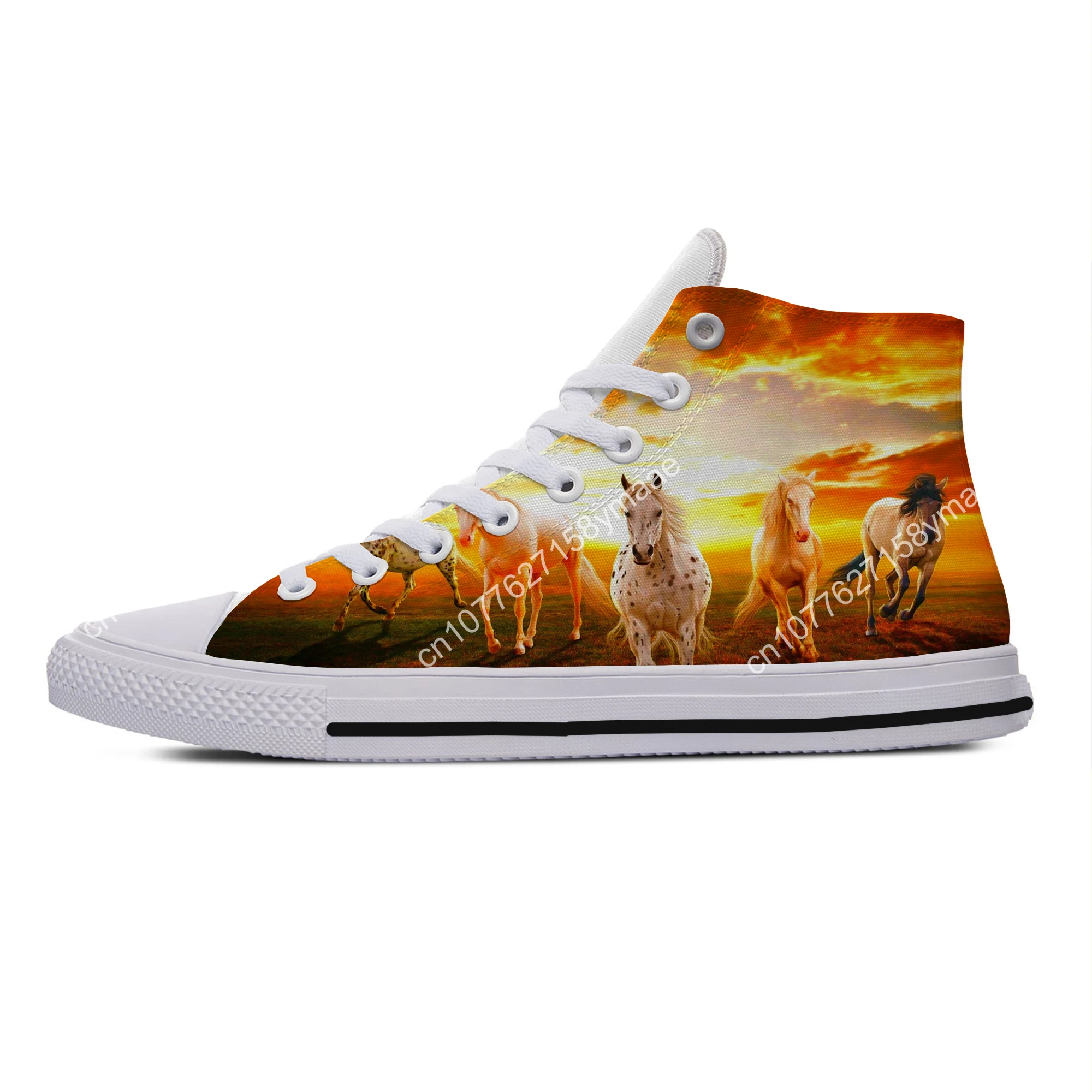 Animal Crazy Horse Art New Arrive Lightweight High Top Canvas Shoes Men Women Casual Breathable Sneakers Classic Board Shoes