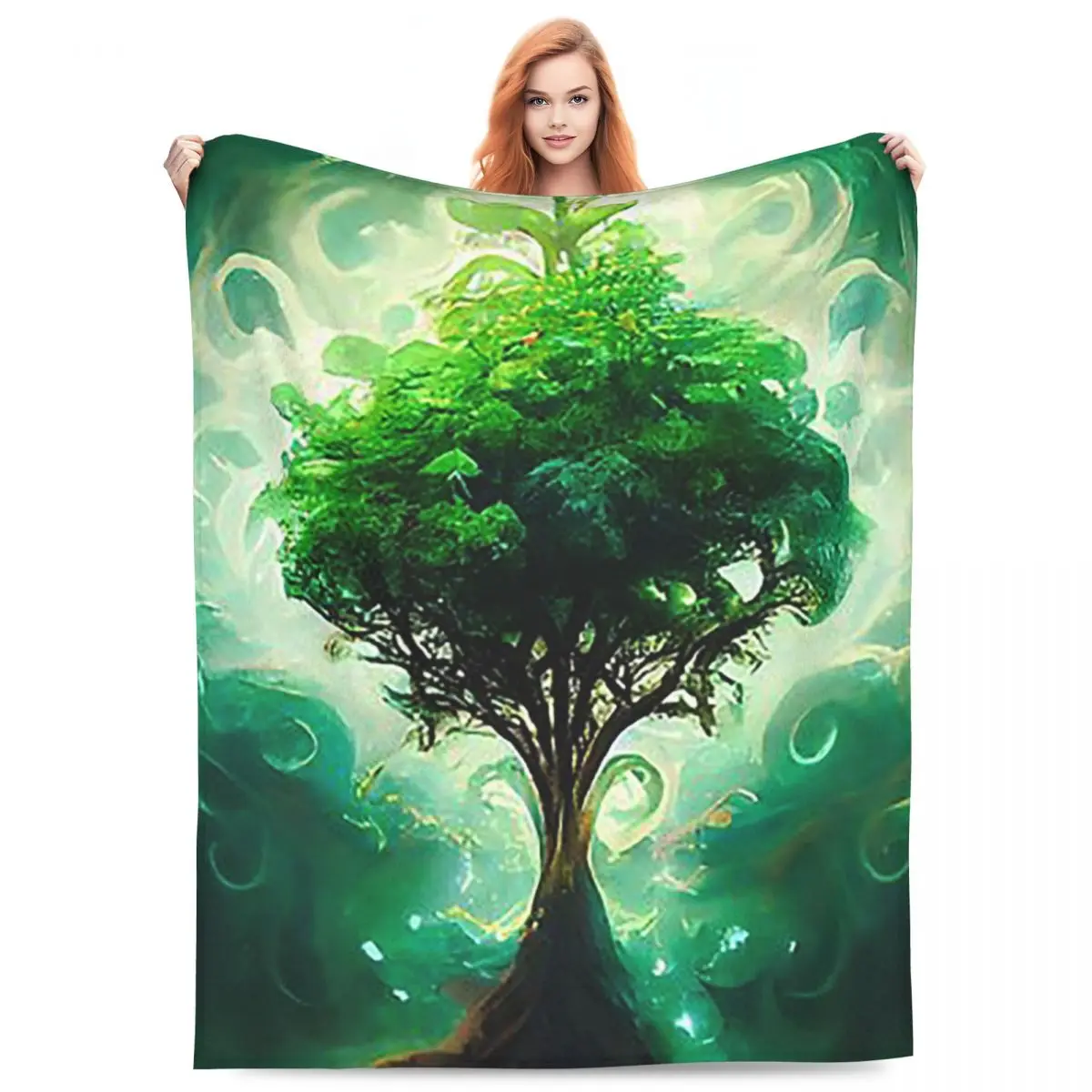 Magic Green Tree Blanket Flannel Sofa Throw Blanket Warm for Couch Bedding Office Throws Bedspread Quilt