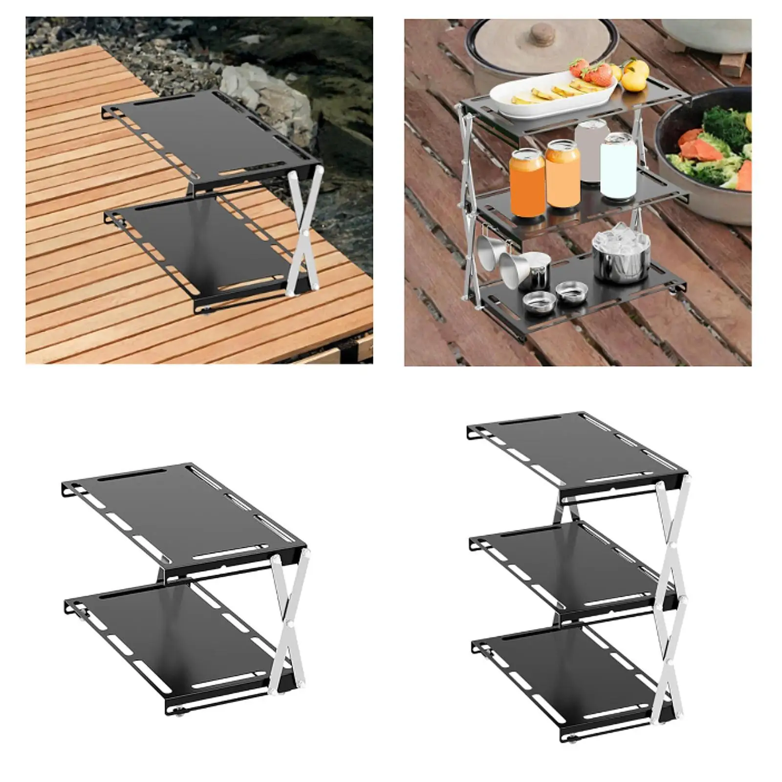 

Camping Foldable Storage Rack Tabletop Outside for Picnic Mountaineering BBQ