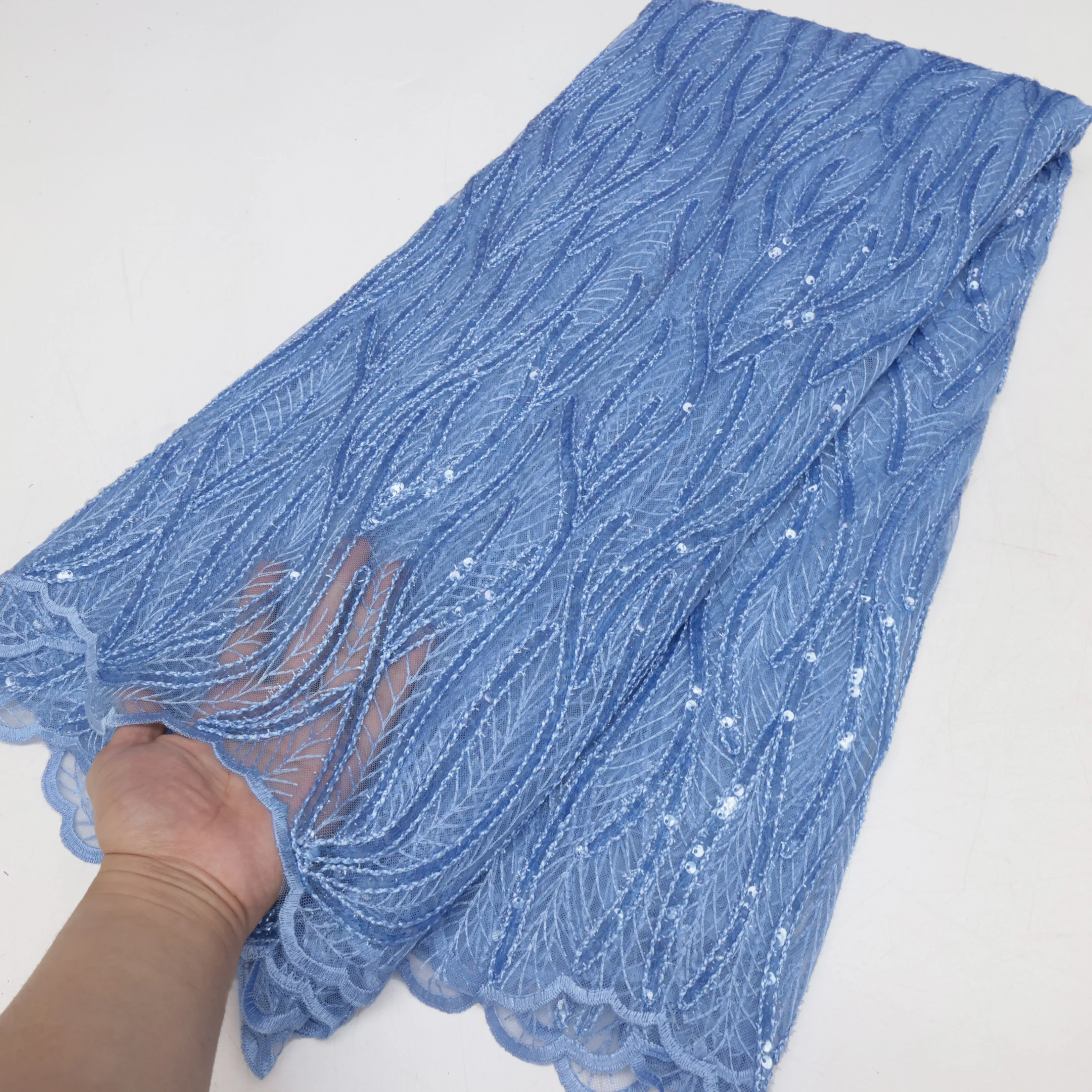 Nigerian Sequins Lace Fabric 2025 High Quality African Lace French Tulle Sequin Embroidery Lace Fabrics For Party Dress