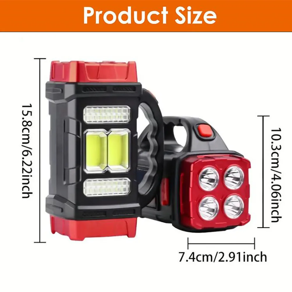 Super Bright LED Tactical Solar Flashlight USB Rechargeable Light COB Torch Lamp