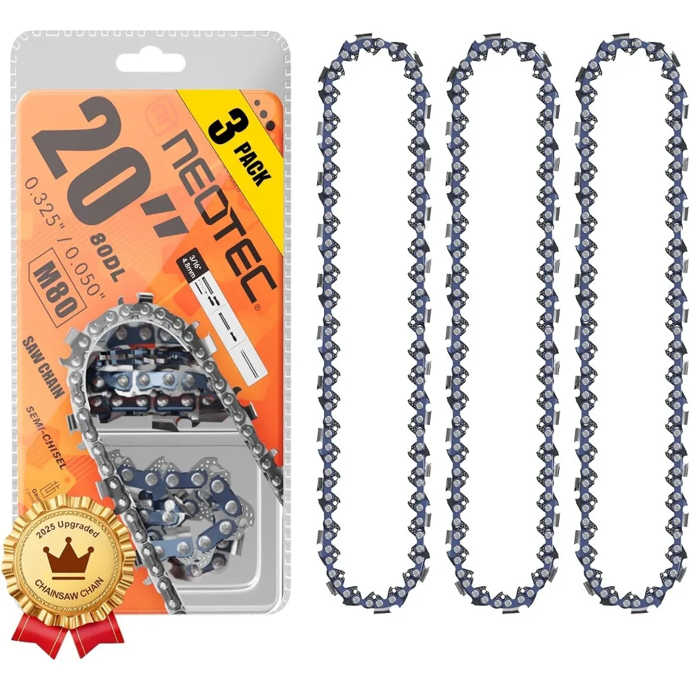 

Цепь для бензопилы 20 дюймов, шаг 325, калибр 050, 80 приводных звеньев, 3 штуки в упаковке