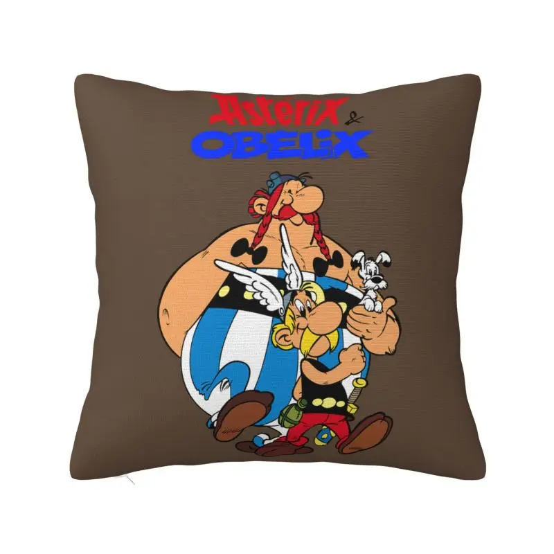 Custom Nordic Style Asterix And Obelix Adventure Comic Cushion Covers 40x40cm Polyester Pillow for Car Square Pillowcase