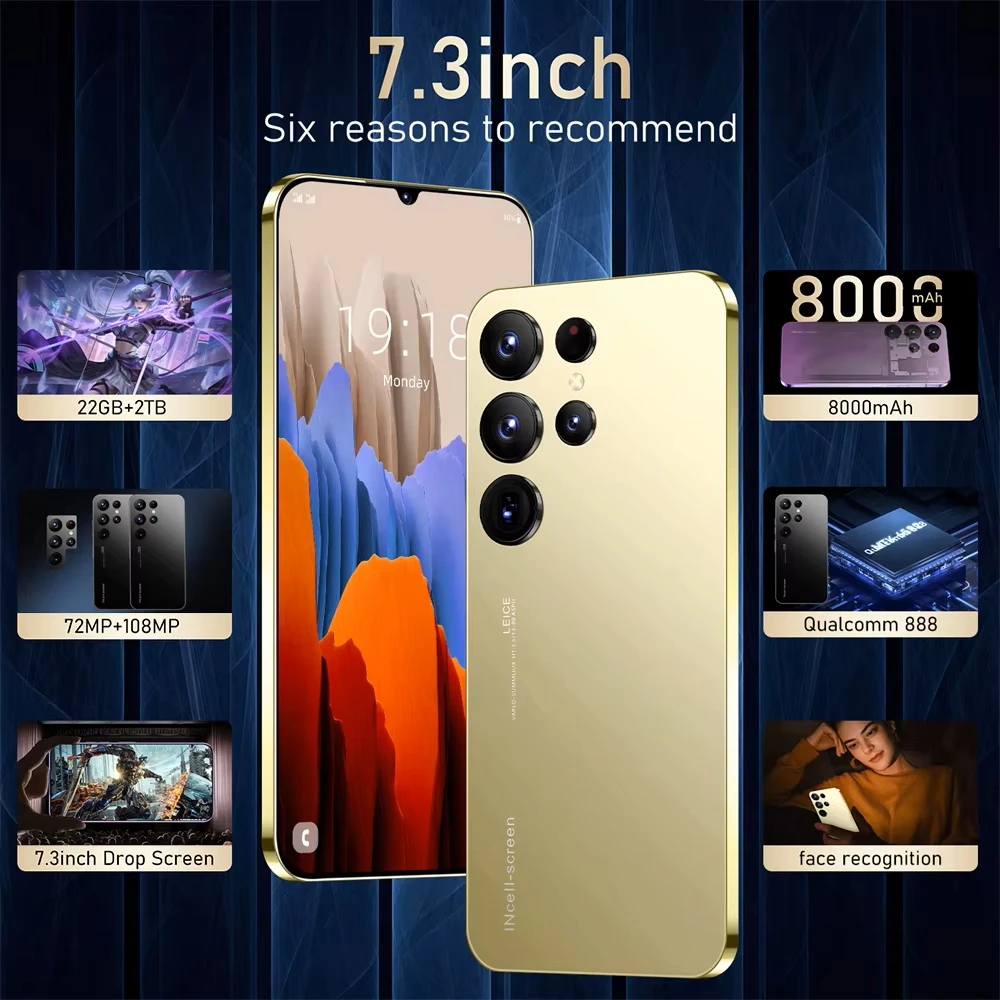 S25 Ultra Mobile Phones 7.3 HD Screen SmartPhone Original 22GB+2TB 4G 5G Dual Sim Celulares Android Unlocked 8000mAh S24 Ultra﻿