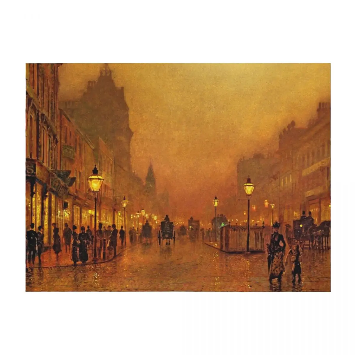 

John Atkinson Grimshaw - A Street at Night Throw Blanket Retros heavy to sleep Cute Plaid Soft Plaid Blankets