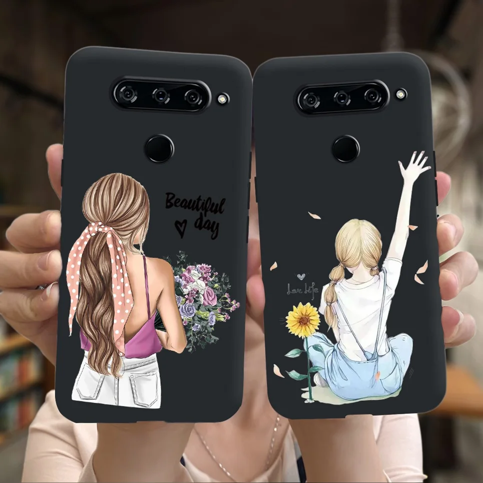 Women Girly Fashion Cases For LG V40 V50 V50s ThinQ LG V30 Mobile Phone Cover LG V40 ThinQ V50 ThinQ Soft Black Silicone Bumper