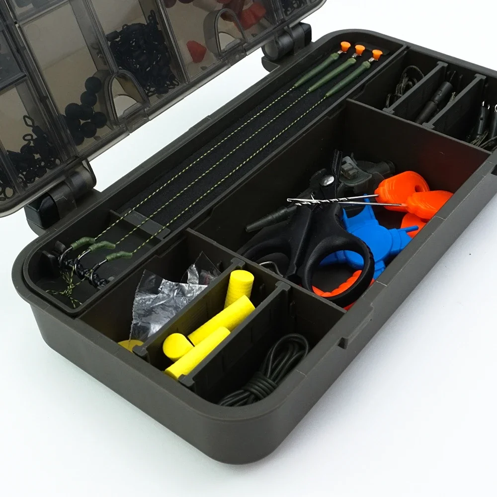 Hirisi Carp Fishing Box Equipment with 10pcs Rig Pins Rig Organizer Case Compartment Fishing Tackle Accessories Boxes W501