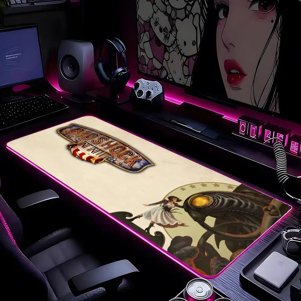 

Bioshock Коврик для мыши Коврик для мыши HD Печать Компьютерные геймеры Запирающийся край Нескользящий RGB коврик для мыши XXL90x40 см Клавиатура ПК Настольный коврик