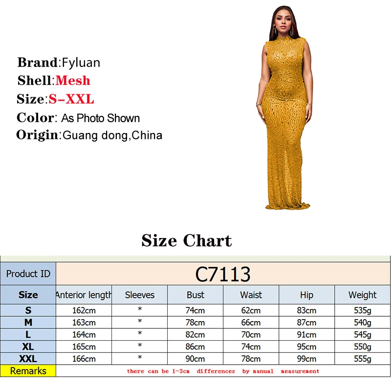 فستان FyLuan عصري بفتحة خلفية نحيف لامع بأحجار الراين بدون أكمام للنساء ملابس صيفية لحفلات الزفاف والسهرات والحفلات الراقصة #5