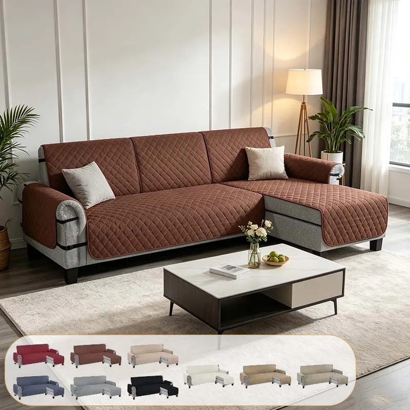 Non-Slip L Shaped Couch Cover Recliner Chaise Sofa Protector Thicken Couch Corner Cover Anti-Scratch Sofa Towel for Living Room