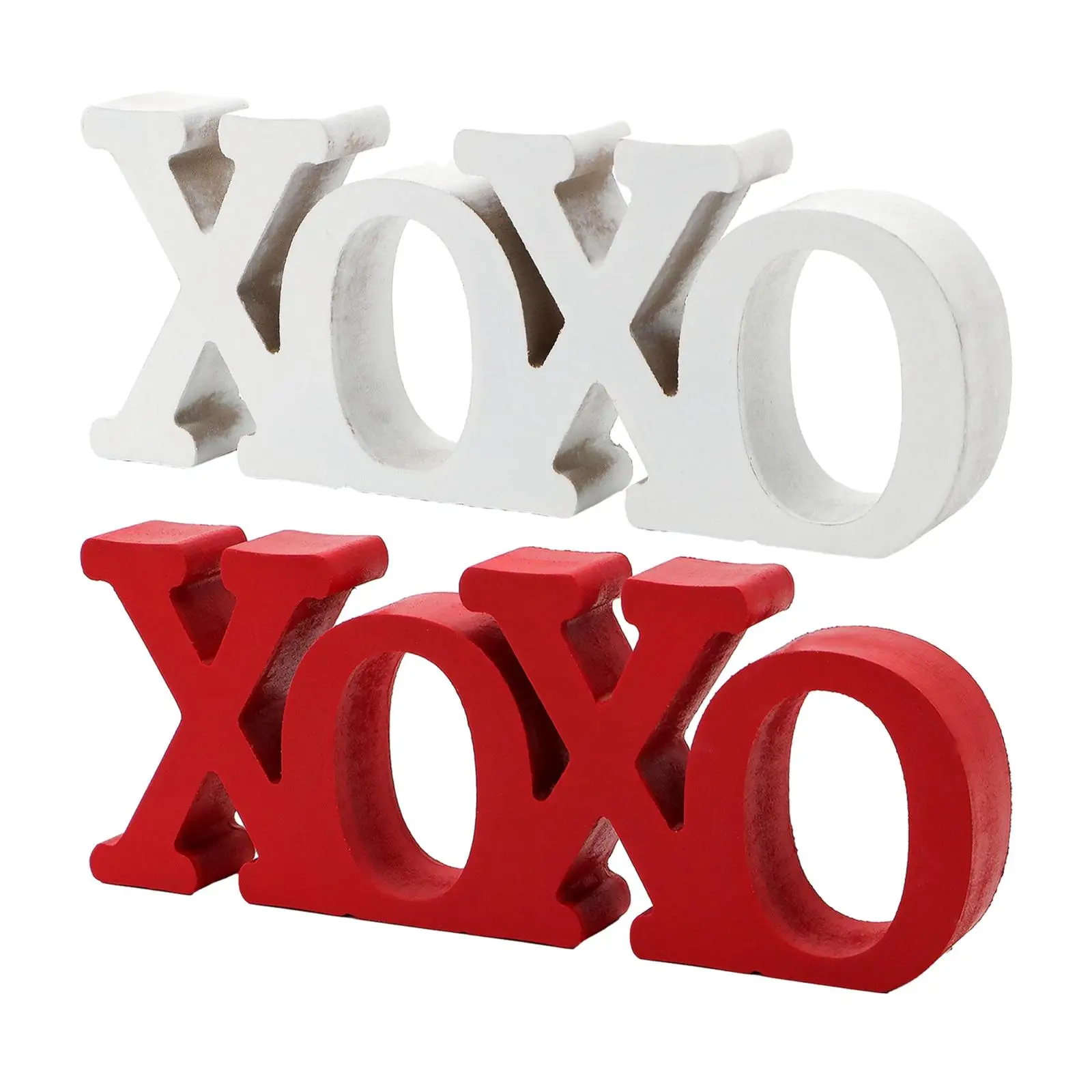 Xoxo Statue Decorative Figurine Valentine's Day Decoration Wooden Collectible Craft Ornament for Engagement Proposal Desk