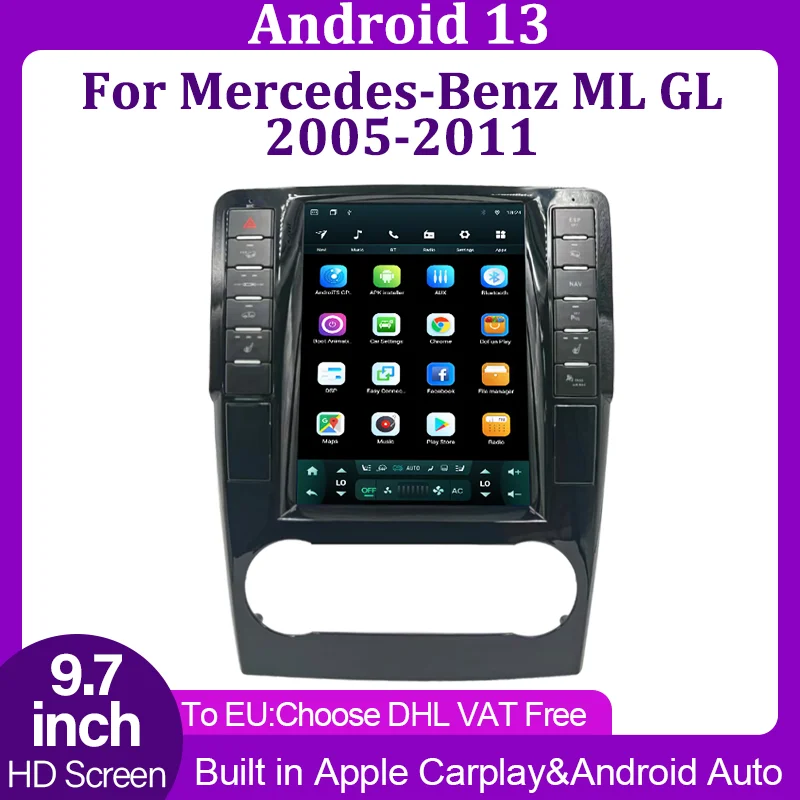 

Snapdragon Android 13 GPS-навигация для Mercedes Benz ML GL W164 X164 2005-2011 Автомобильный мультимедийный радиоплеер беспроводной Carplay