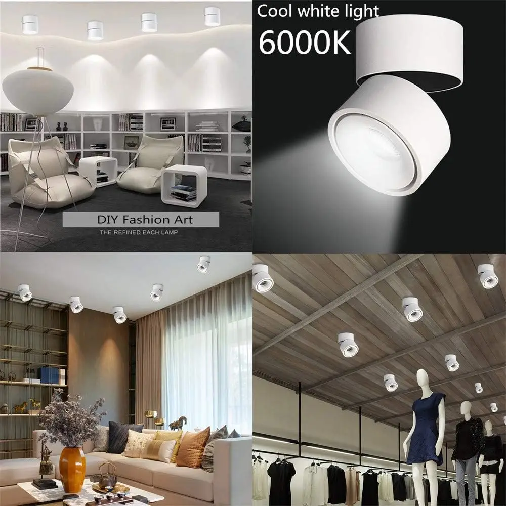 Faretto da soffitto a LED da 2 pezzi per interni 360 ° Lampada da parete da incasso COB da 10 W montata su superficie regolabile per display di sfondo fotografico