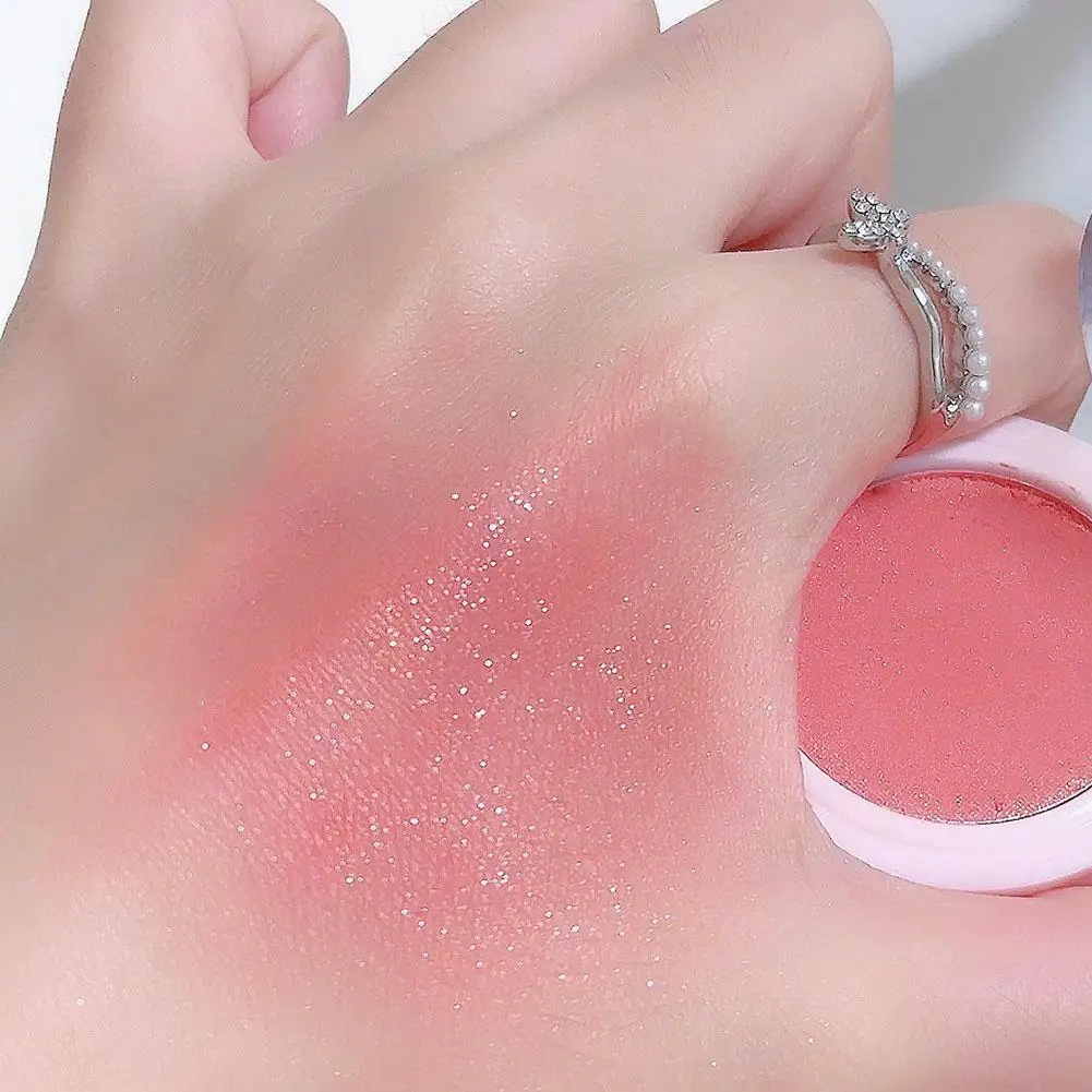 Shimmer Monochromatic Blush Peach Dopamine Nature Glitter Face Lineament Highlight Long Lasting Makeup Easy Blend All Skin Tones