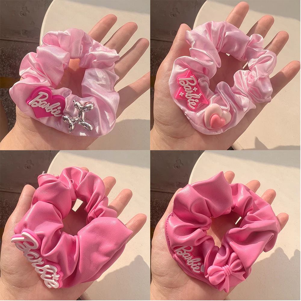 

4pcs/set Cartoon Barbie Sweetheart Girl Elastic Force HaiBand Cute Girl Headwear Bow Pink HeartHairs Accessories Friend Gift