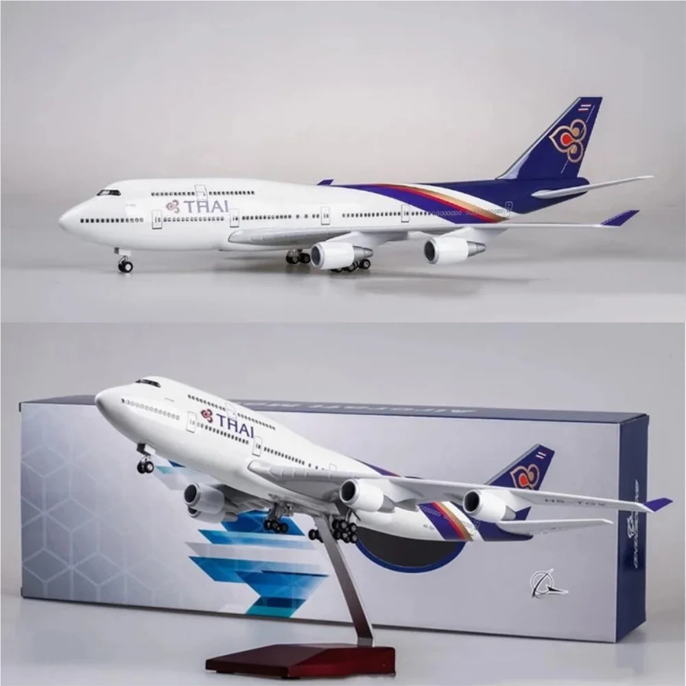 

1/150 Scale 47cm Airplane B747 Thai Airways Diecast Aircraft Plastic Resin Assemble Model With LED And Stand Bedroom Accessories