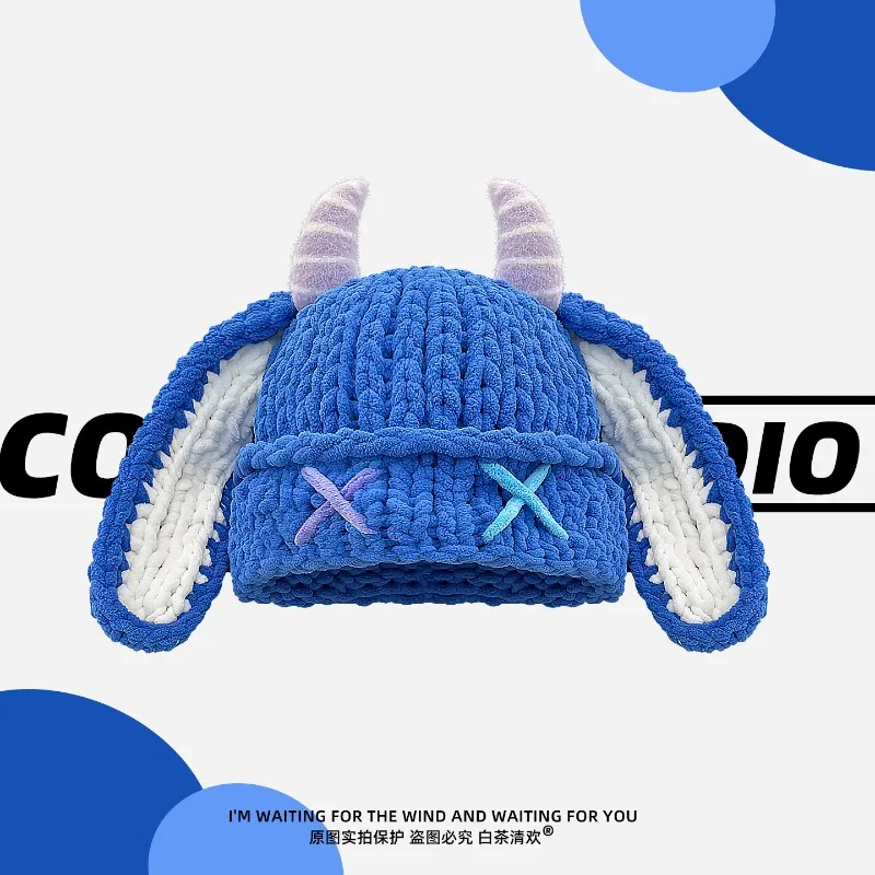 

Halloween Funny Big Ears Beanies Y2K Autumn Winter Personality Versatile Thermal Ear Protection Pullover Hats for Men and Women