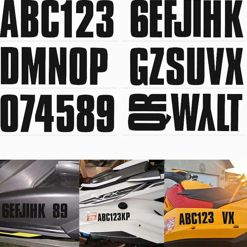 Custom Number Letter Sticker Waterproof Vinyl Decal for Boat PWC Kayak Canoe Car Truck Registration DIY Decor