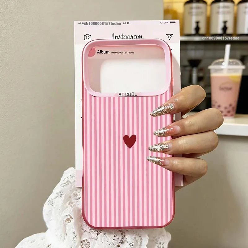 Red Love Heart Striped Phone Case For Huawei Honor 600 400 200 Magic 7 Lite 5G 5 Pro X9D X7D X6D X6C X6B X9B X7B X8A X7A X9A X9 view 4