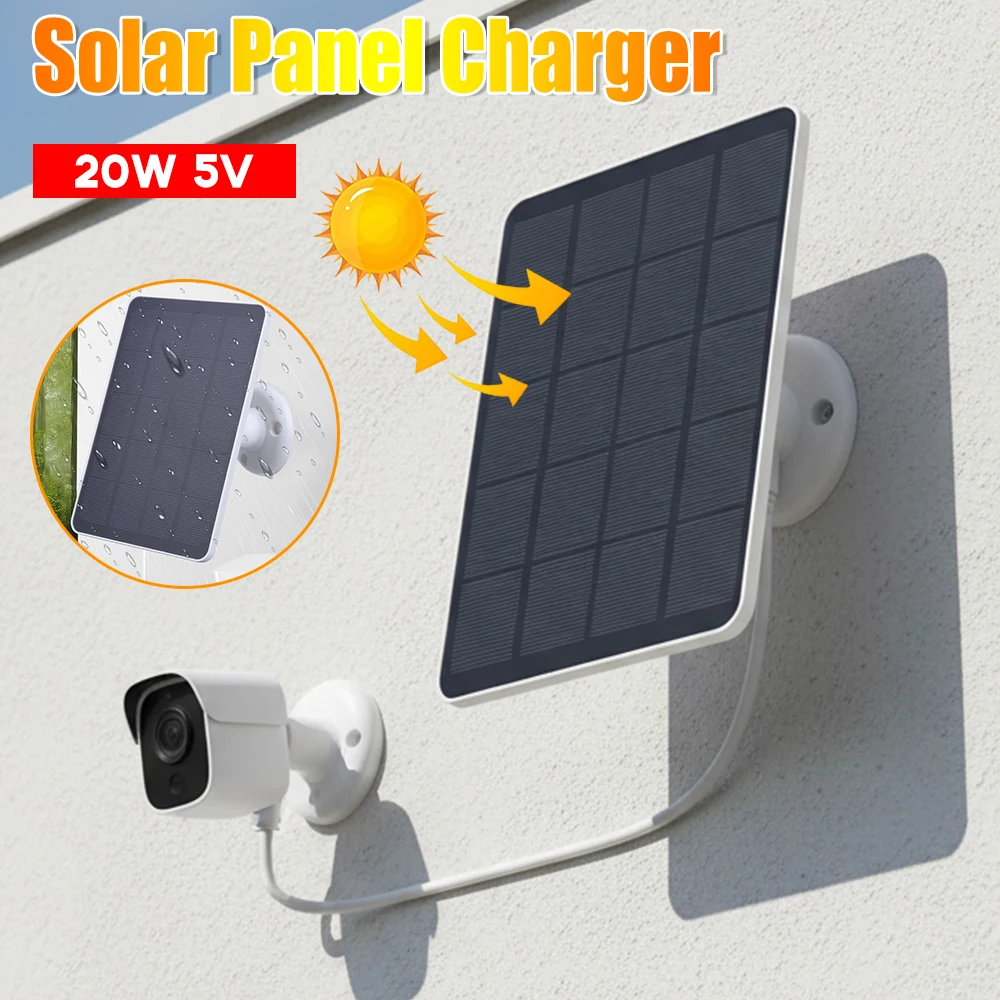20W IP  Camera Charger DC3.5x1.35-port Solar Panel Charger 360 Rotating for Ring Spotlight Camera/Ring Stick Up Camera