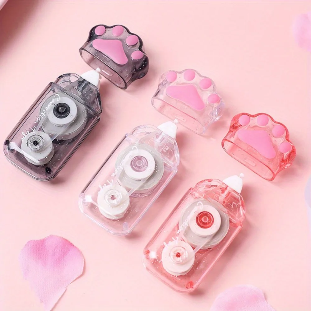 3 Piece Cute Cat Paw Correction Tape Set, Large Capacity White-Out Roller for School, Office & Study Supplies