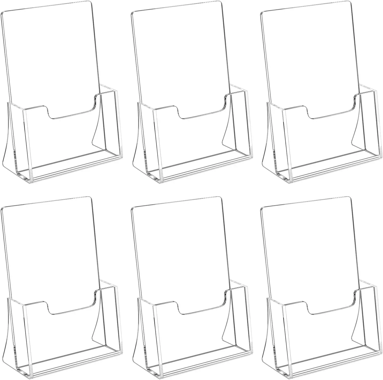 

Acrylic Flyer Holder 8.5x5.5 Inches, 6-Pack Plastic Stands for Magazines, Pamphlets, Brochures Display