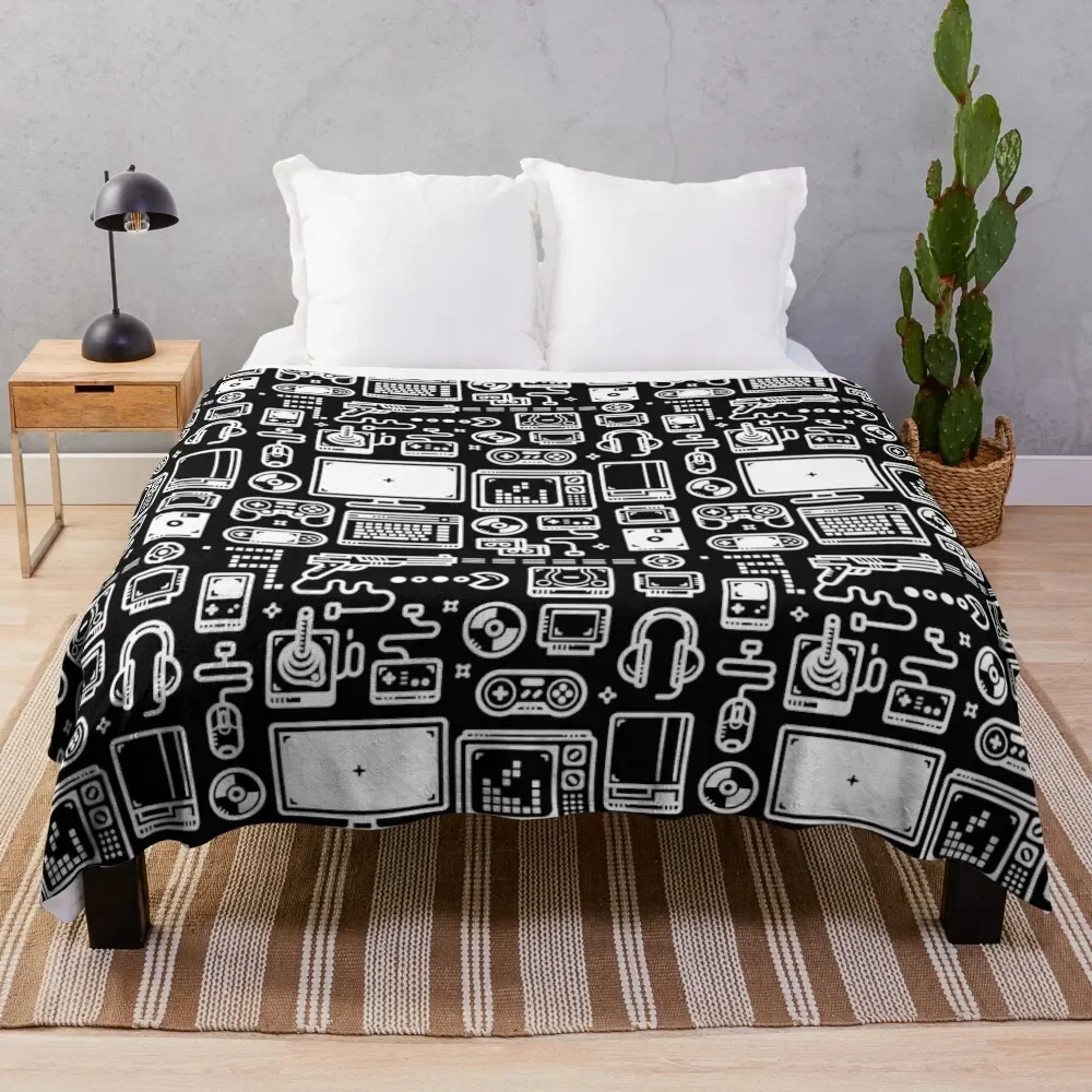 

Retro Gamer Video Game Consoles, PC's, Controllers, Joysticks and Gamepads Throw Blanket Fluffy Shaggy Designers Blankets