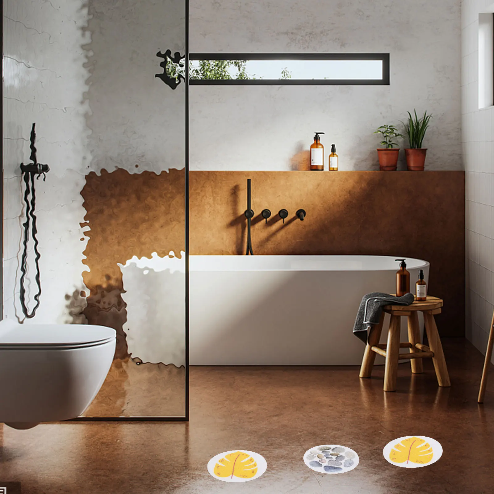 

2Sets Anti-Slip Stickers for Bathroom Wall Lovely Stone Pattern Kids Bathtub Decals Strong Adhesion Remove Without Trace