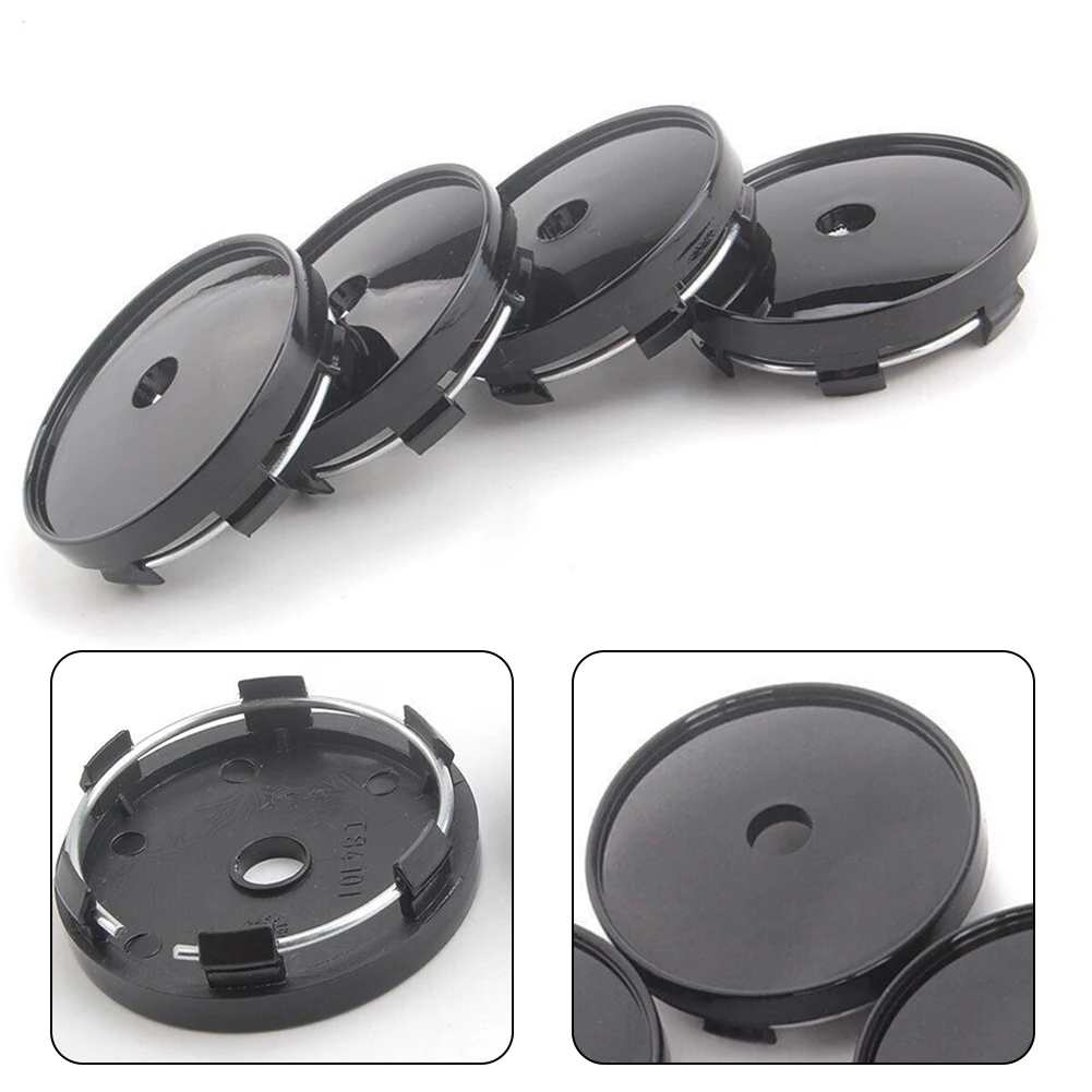 4Pcs 60mm Black Wheel Center Cap ABS Plastic Hub Cover With 56mm Inner Badge Fit For Most Cars Wheels Tires Accessories