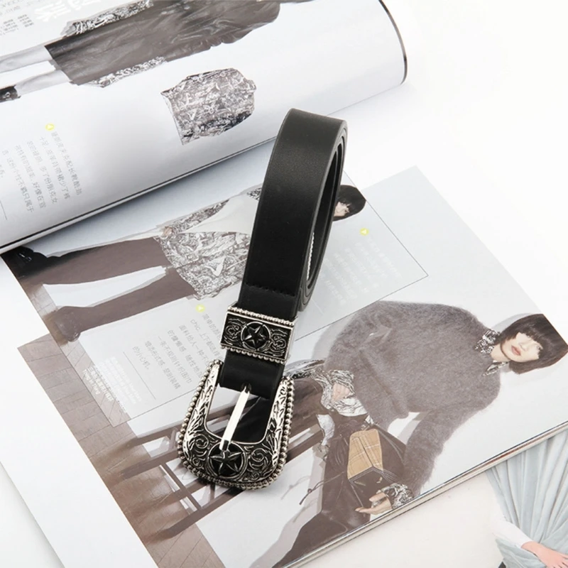 Fashion Womens Leather Belts with Alloy Pin Buckle Faux Leather Casual Belt