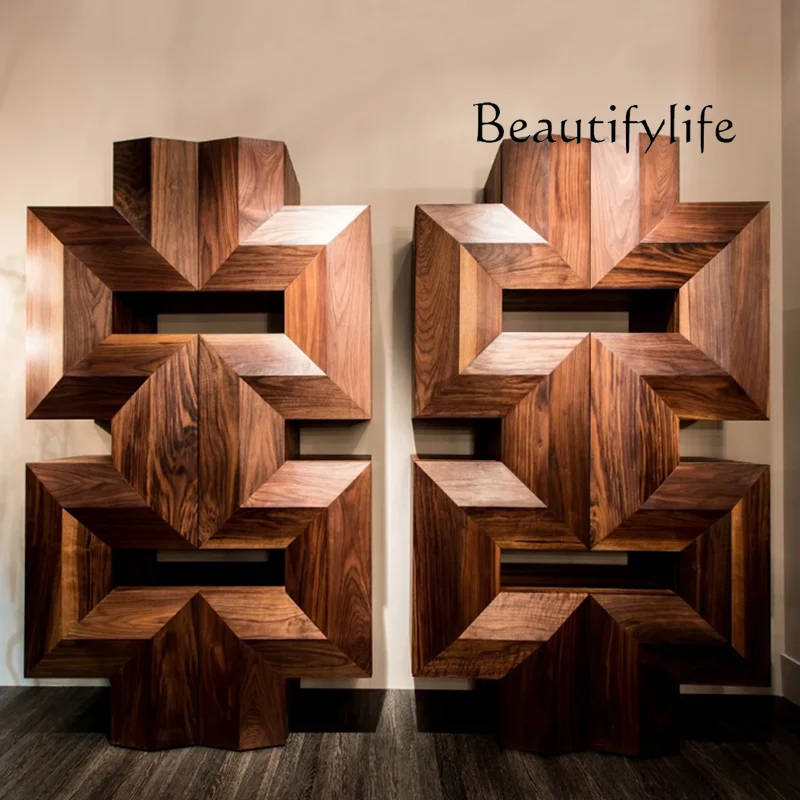 

Italian display decorative cabinet, black walnut wine cabinet, bookcase, modern simple Nordic side cabinet
