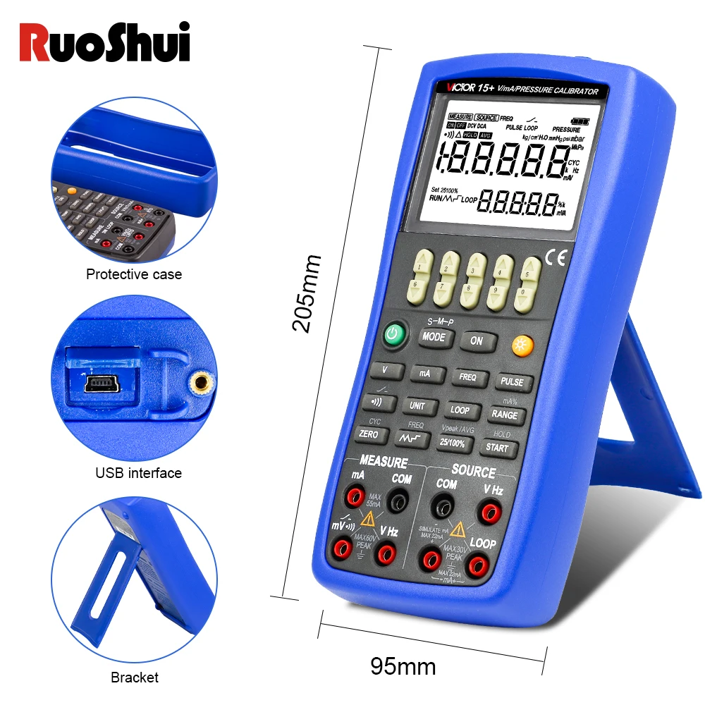 Victor 15+ V/mA Pressure Calibrator Process Loop Power Supply 24V Original Tester Ohm Analog Transmitter Pressure Switch Output