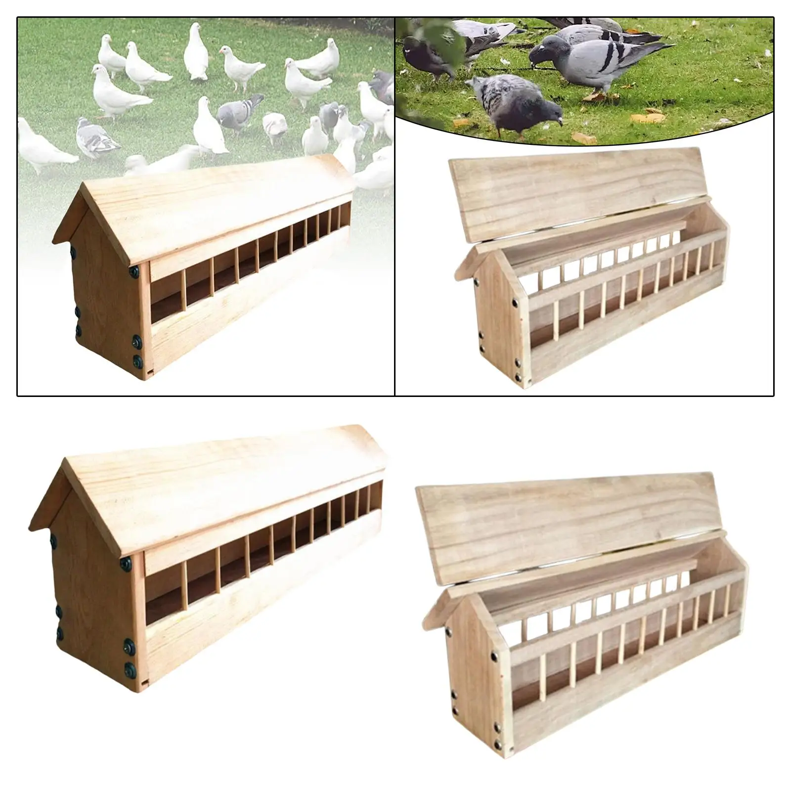

Pigeon Feeder Trough, Wood Bird Dispenser, Poultry Food Dispenser, Bird Feeding Bowl for Poultry Birds Ducklings