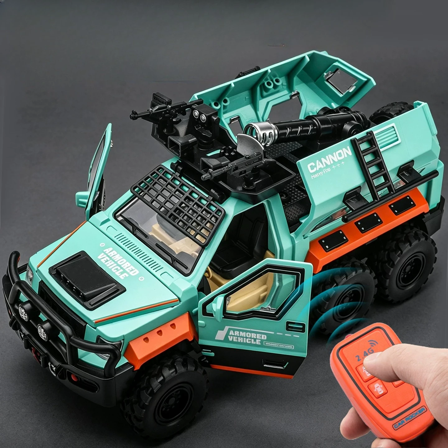 

Remote Control 1:24 G.Patton 6x6 Heavy Duty Armored Off Road Vehicle Alloy Metal Diecast Model Car Home Decoration Collectible