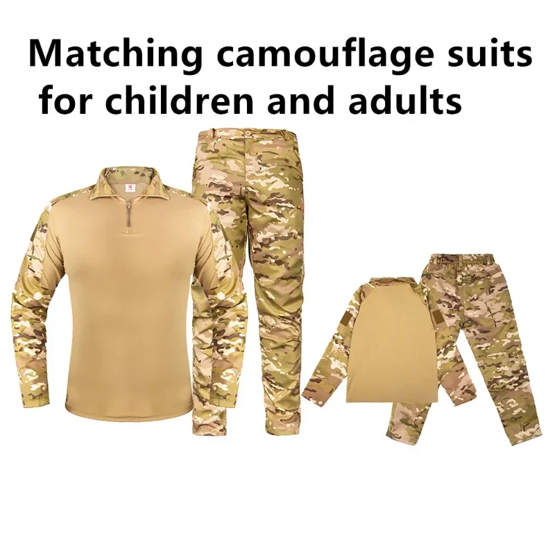 Boys Military Tactical Army Uniform Hunting Clothing Sets Children Airsoft Camouflage Suits Hiking Training Outdoor Parent-child