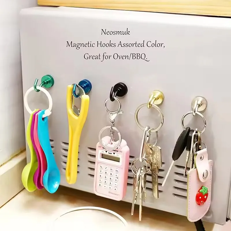 8Colors 16mm Heavy Duty Magnet Strong Magnetic Hooks Multi-Purpose Use Storage for Home Refrigerator Kitchen Bar Key Workplace