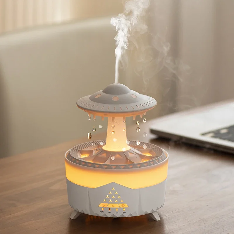 

Rain Cloud Humidifier Raindrop Mushroom Humidifier 2/4/8h Timing Colorful Night Light Essential Oil Diffuser Home Bedroom Gifts