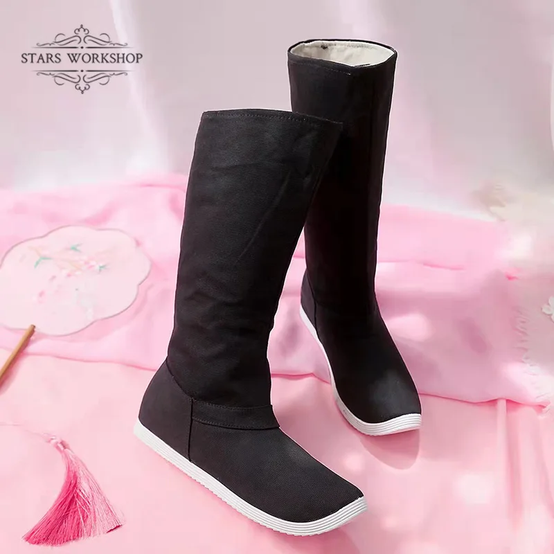 Auf Lager Anime Mod Oz U Shi LAN Wang und Wei W U Linie Cosplay Schuhe Männer Frauen Chinesischen Traditionellen Stil Hanfu Retro Tuch Stiefel – Detail 3