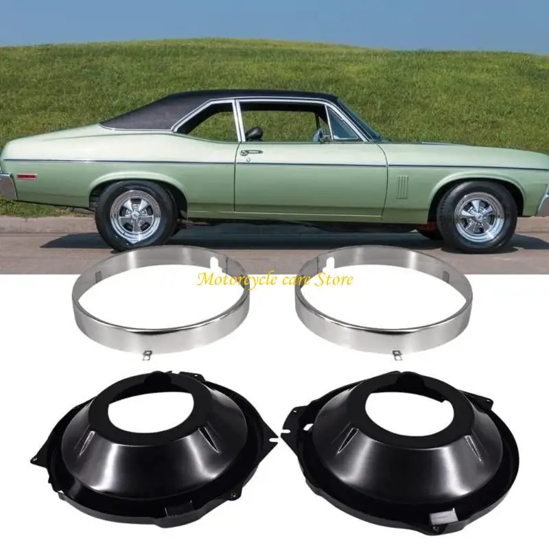 U75F Vintage Auto Headlight Retaining Bucket and Mounting Hardware Combination Rings