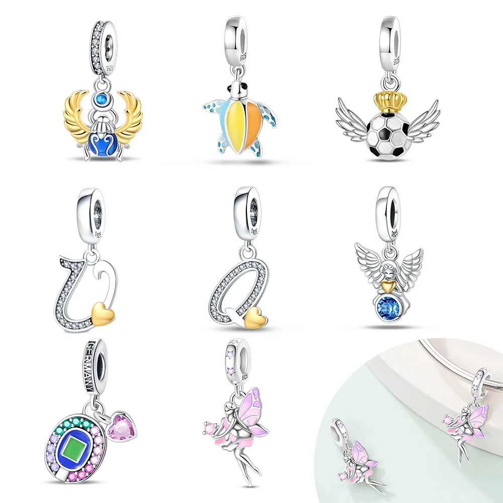 Silver Pink Fairy Dangle Charm with Butterfly Wings & Cz, Fits European Bracelet, Fantasy Jewelry Gift