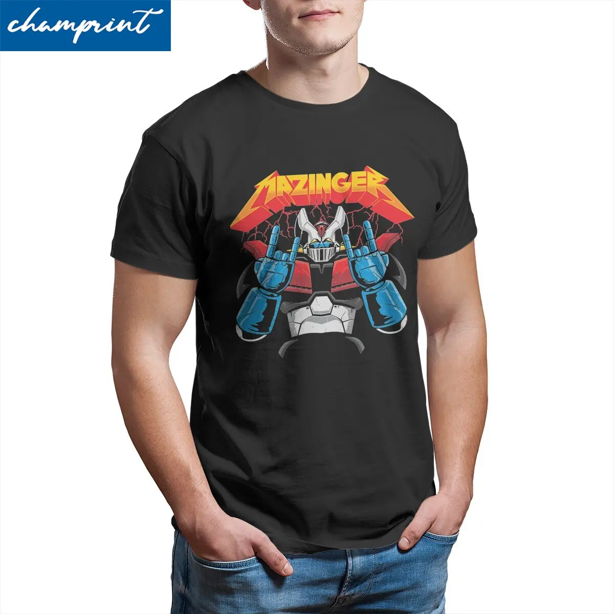 UFO Robot Grendizer T Shirt for Men 100% Cotton Novelty T-Shirt Goldorak Actarus Mazinger Z Tee Shirt Short Sleeve Clothes Adult