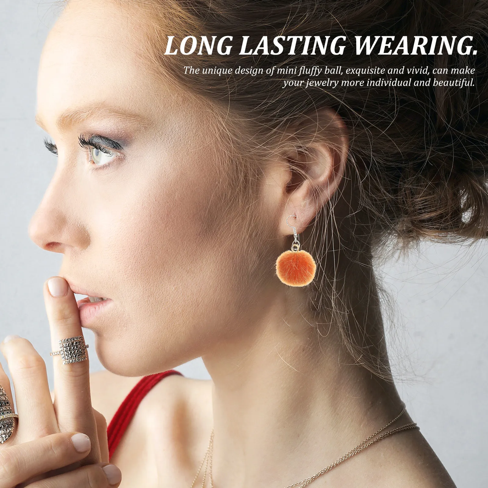 

60Pcs Mini Pom Pom Charms for Earrings Jewelry Crafting DIY Pendants Bright Fade Resistant Alloy Polyester Decor Accessories