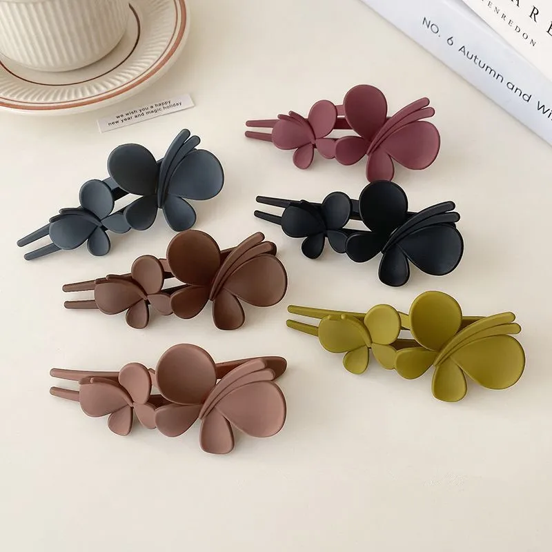 Korean Frosted Butterfly Large Hair Clip for Women Solid Color Ponytail Hair Claw Pins Hairpins Girls Hair Accessories Wholesale