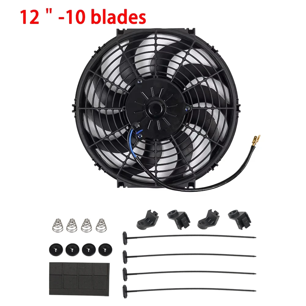 Universele 7/9/10/12/14/16 Inch 12V 80W 2100RPM Auto airconditioning Elektronische Radiator Koelventilator Blade Elektrische Cool Kit