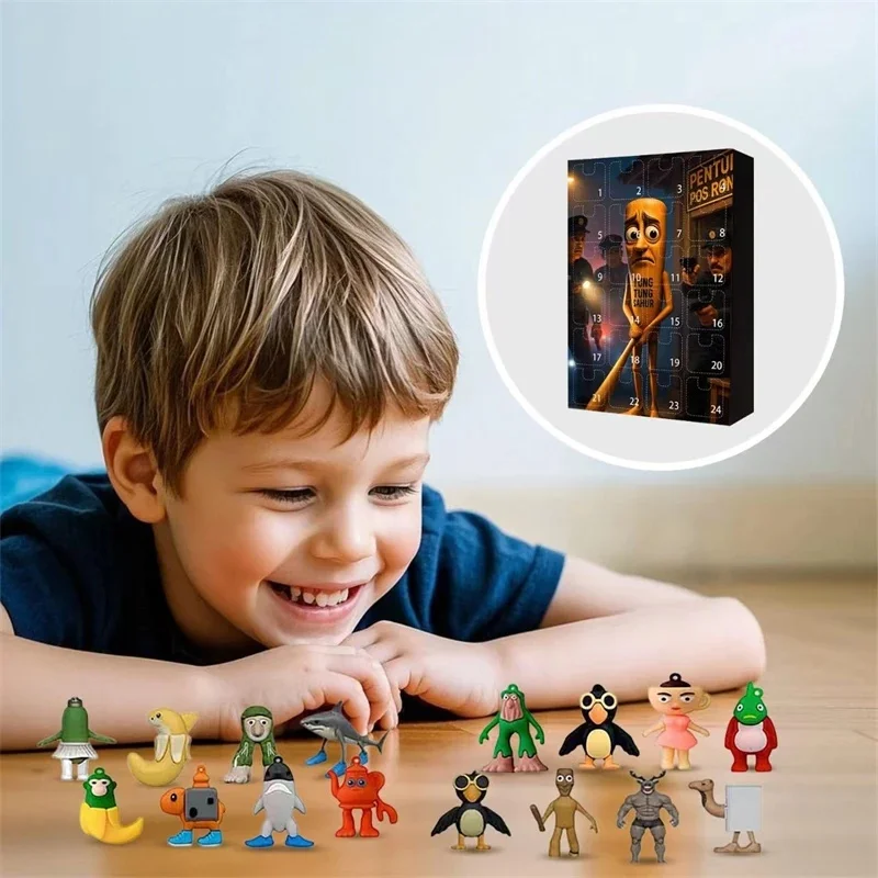 24PCS Italian Brainrot Tung Sahur Figure Blind Box Tralalero Figures Acrylic Keychain Pendant Funny Model Game Collectibles Gift