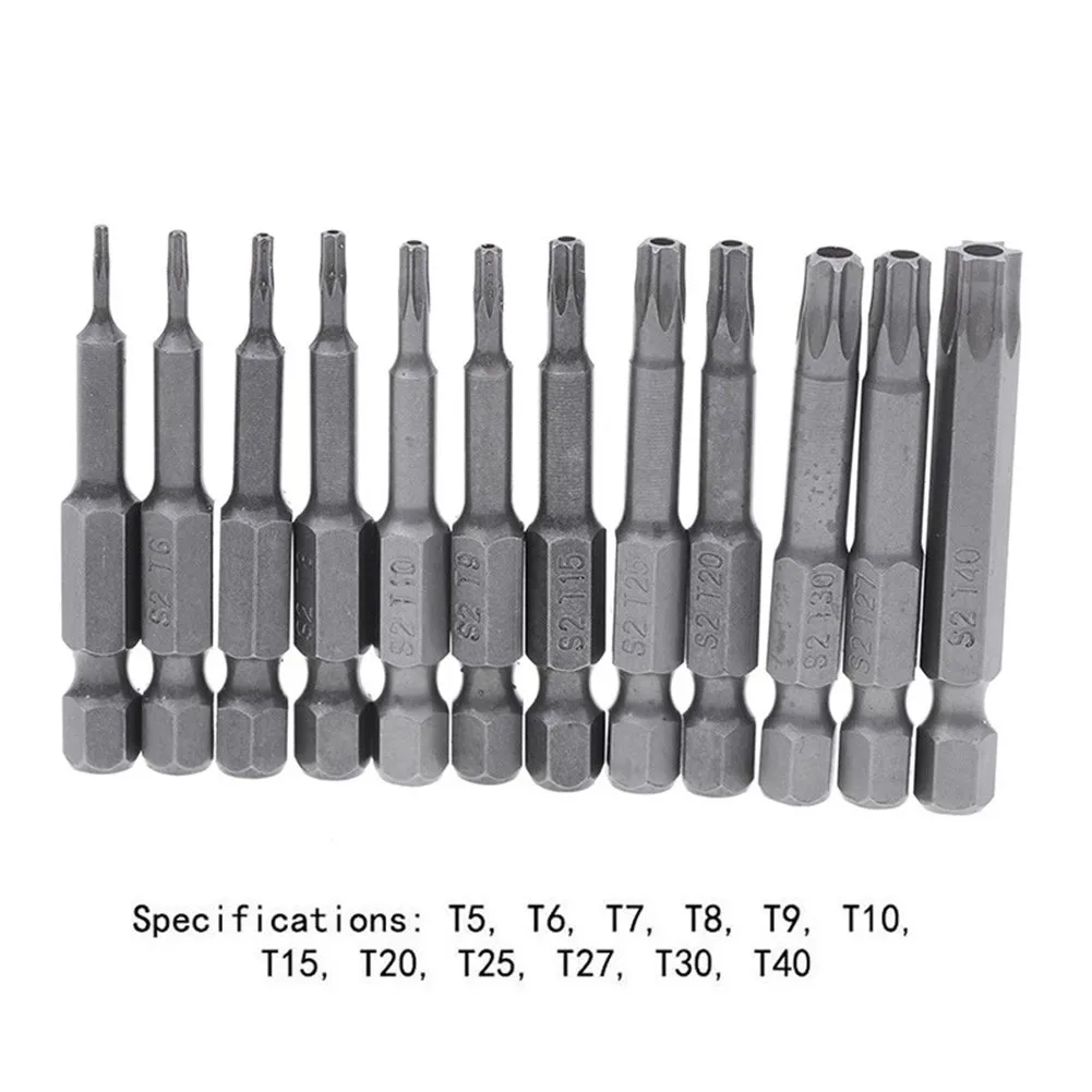 1pc 25mm-Torx Screwdriver Bits With-HoleT5 T7 T8 T9 T10 T15 T20 T25 T27 T30 T40 1/4 Inch Hex Shank Electric Screw Driver Bit