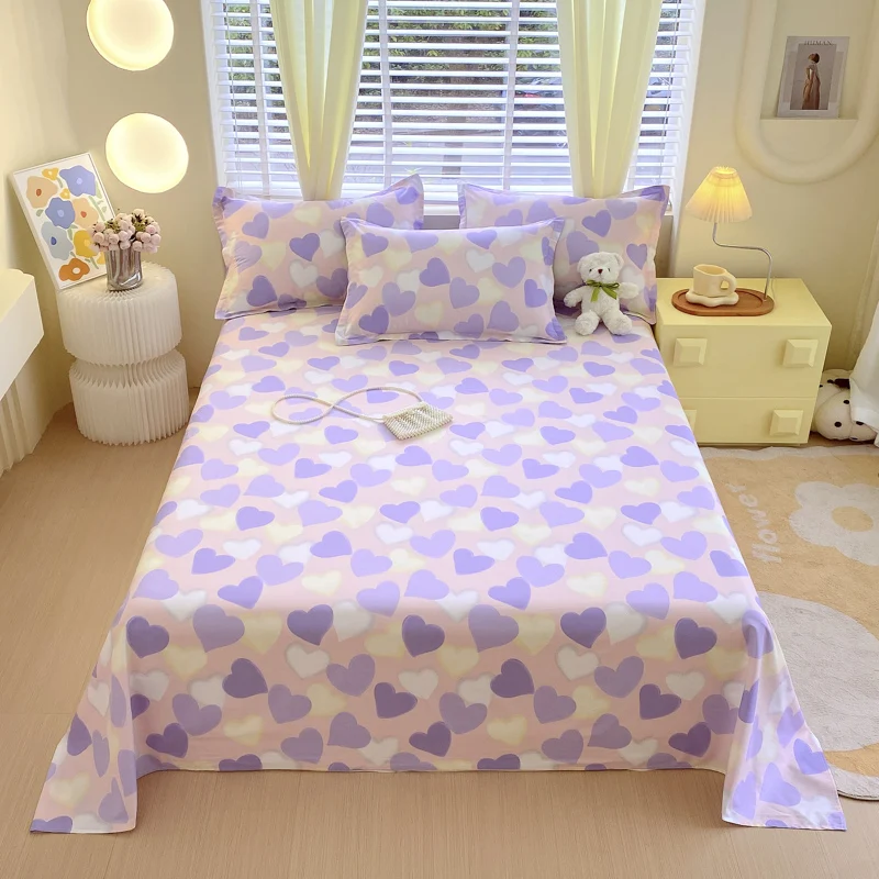 StrawBerry 1pc 100% Cotton Flat Sheet Floral Style Bedsheet Skin-friendly Bed Linen Single/Double Sheets roupa de cama