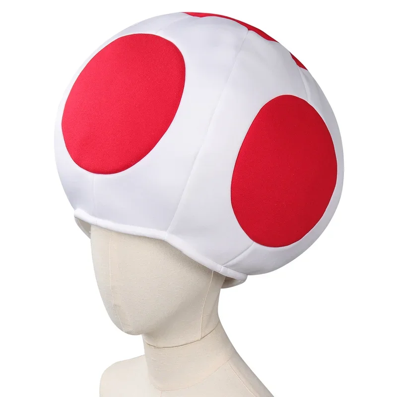 ZA01 Bambini Ragazzi Toad Kinopio Cappello Cosplay Anime Gioco Bros 2 Gioco di ruolo Punto rosso Testa di fungo Accessori per costumi Fancy DressZa0@